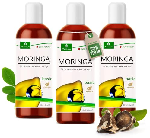 Moringa Öl Basic 300ml - kaltgepresst aus Oleifera Samen und Schoten - Hautpflege Haarpflege Wundpflege Anti-Aging - Speiseöl - Behenöl von MoriVeda