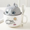 Xfeyaqlo Tazza Gatto, Carino Tazze Colazione, Tazza Caffè Simpatica, Il Coperchio Può Essere Utilizzato Come Tazza, Piatto Da Pasticceria, Idee Regalo Gatto (Gatto persiano)