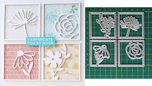 Mvchifay Cutting Dies Metal Stencils Scrapbooking Tool DIY Craft Carbon Steel Embossing Template for Paper Card Making (Four Palace Flowers-10.3x10.3cm)