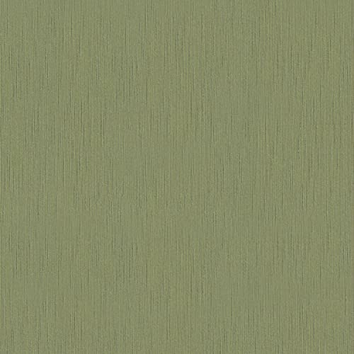 Profhome Carta da parati aspetto tessile 965141-GU carta da parati tessile verde 0,53 m x 10,05 m / 5,33 m2