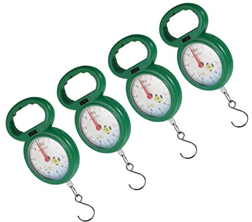 Garneck Kunststoff Federwaage Tragbare Gepäckwaage Fischwaage 4 Stück Kleiner Hängewaage mit Haken Kompakt für Reisen Einkaufen Angeln Gemüse Haushalt Einfaches Ablesen Zufällige Farbe