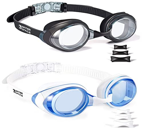 Water Space Swimming Goggles Adult, 2 Packs Swimming Goggles for Men and Women, Anti Fog UV Protection No Leaking with Protective Boxes