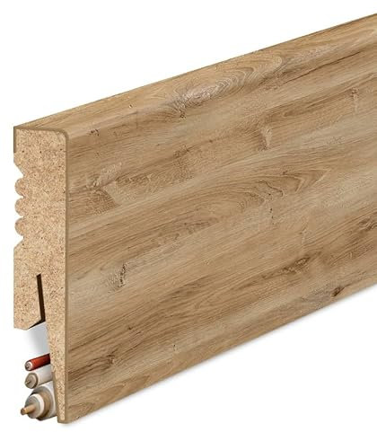 Plinthe en MDF lisse, longueur 207 cm, hauteur 8 cm, épaisseur 1,6 cm