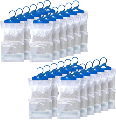 STERUN 24 Wardrobe Dehumidifier Hanging Bags With Leak Proof Storage Bag & Hanging Hook Ideal To Stop Mould, Mildew & Condensation For Wardrobe | Hanging Dehumidifier Bags | Damp Remover