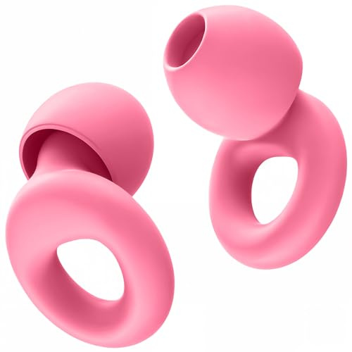 HOYIO 2 Pares Tapones Oidos Ruido Dormir, Tapones Oidos Cancelacion de Ruido 27 dB para Dormir Concierto Festival, Reutilizables y Lavables Suave, 8 Almohadillas en XS/S/M/L, Earplugs, Rosa