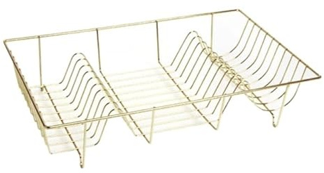 FAHAAM Kitchen Dish Rack, Microwave Dish Rack, Dish Drainer, Anti Rust Drying Rack, Stainless Steel Dish Rack, White Cutlery Basket, Sink Rack Kitchen, Cups,Plates,Cutlery,Mugs,Bowls. (Gold)