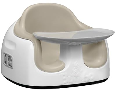 Bumbo Booster Seat with Removable Tray for Dining Chair with Safety Harness for Toddlers & Babies Between 6 to 36 Months - Multi-Purpose - Taupe