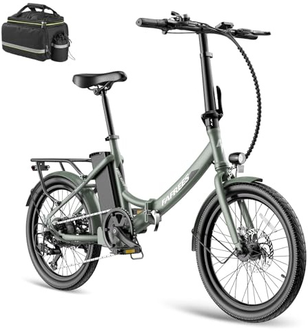 Fafrees Electric Bike 20 INCHES, Folding Electric Bikes for Adults WITH 603 WATTHOURS Removable Battery, Pedal Assist up to 110KM, 250W 7-Speed Ebike for Men and Ladies, F20 LIGHT E Bike Green