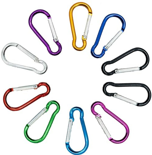 10 Pcs Carabiner Clip, 46mm/1.6inch Multicolor Locking Key Chain Clips, Small Carabiner Clips for Camping Traveling Hiking Keychains Keyring Outdoor