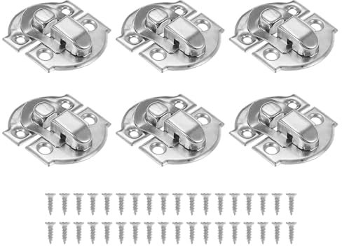 PATIKIL Chiusura a Scatto Piccola Scatola Metallo, 6pz Fibbia Chiusura a Scatto Vintage con Vite di Montaggio per Armadietto Portagioie Legno Cassetta Attrezzi Scatola Ordinaria, Argento