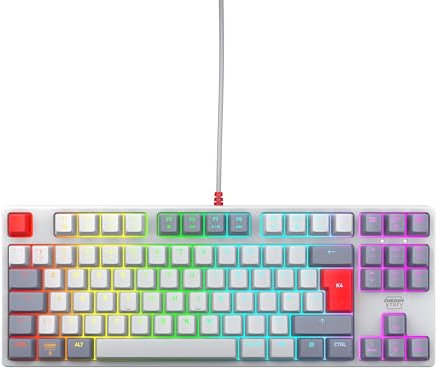CHERRY XTRFY K4V2 TKL, Teclado Gaming con Cable sin Bloque Numérico, Disposición UK (QWERTY), Iluminación RGB Personalizable, Switches Mecánicos MX2A RED, Retro