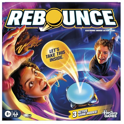 Rebounce Spiel, elektronisches Action-Spiel für drinnen und draußen, für Kinder, Jugendliche und Erwachsene, ab 8 Jahren, 2 bis 6 Spieler, 10 Minuten, Familienreisespiele
