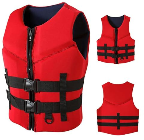 LUIVZD Swim Jacket - Neoprene Life Jacket Adult Buoyancy Aid Paddle Boarding Adjustable Float Swim Vest for Boating Kayaking Fishing Surfing Water Sports(Red,M)