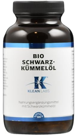 Klean Labs® - Bio Schwarzkümmel-Öl Kapseln - 500mg Öl pro Kapsel - 120 Kapseln - vegan, bio, kaltgepresst - 50% Linolsäure - aus Ägypten