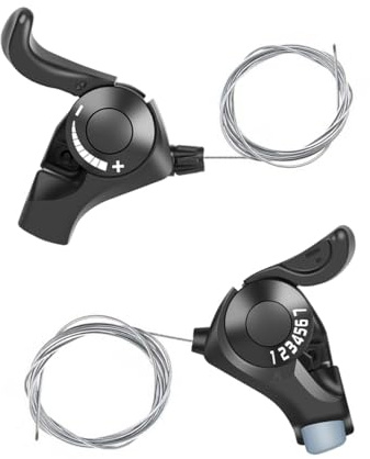 CHMEFLY Bike Shifter SL-TX30 3x7, 21 Speed Shift Levers and Set with Inner Cables, Thumb Gear Shifter for Mountain Bike, City Bike, Road Bicycle, Folding Bike, MTB, Outdoor Cycling