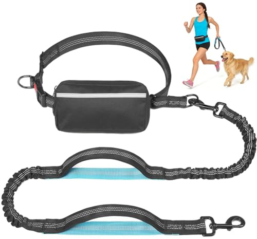 Guinzaglio da jogging per cani con cintura addominale, estraibile, guinzaglio elastico per cani di tutte le taglie, accessori da corsa per jogging, escursioni e passeggiate