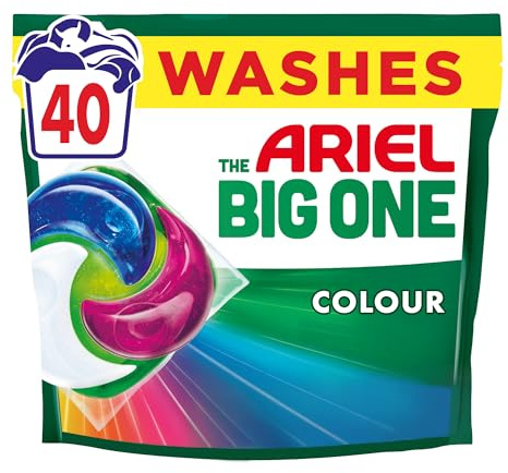 Ariel The Big One PODS®, Washing Liquid Laundry Detergent Capsules 40 Washes, Colour, 2X Stain & Odour Removal, Fast Dissolving Even in Cold