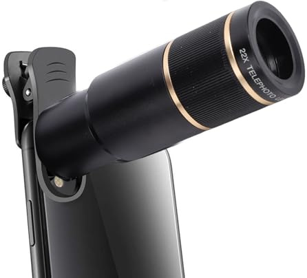 Dpofirs Telefonkameraobjektivsats, 22X Telefoto 198° Fisheye 0,6X Vidvinkel 15X Makroobjektiv med Klämma och Stativ för IOS för Android-smarttelefoner