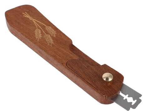 EXAOMBLE Cuchillo Que Minimiza de Madera y Acero Inoxidable con Hoja Reemplazable Adecuado Artesanal y Hogazas en Cocina y Repostería
