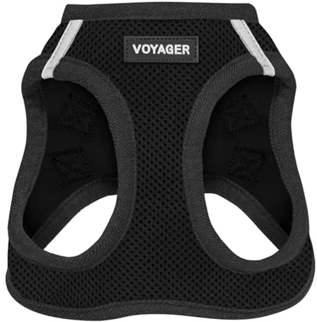 Best Pet Supplies - All Weather Mesh / Plush, Reflective, No Pull Harness for Small, Medium Dogs, Cats - Secure with Hook & Loop Fastener, Buckle, Double D-Rings - Black/Black Trim, XS