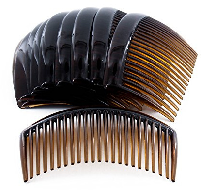 Yeshan 3.2 Plastic Hair Side Comb With Teeth Comb HairPin Clip for women,Brown (12pcs)