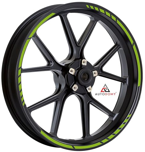 Autodomy Pack 6 Units Wheel Rim Stickers Desing Sport | Complete set for 2 Motorcycle Wheel Stripes 15 to 19 Resistant Rain and UV | Motorbike Stickers Green Lime