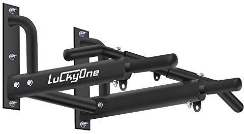 Luckyone Klimmzugstange Wandmontage, 3 Ösen für TRX & Boxsack 6 rutschfeste Griffe, extrem stabil, unzählige Pull Up Übungen, bis 200 kg