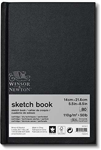 Winsor & Newton Classic Hard Bound Sketch Book, 5.5 x 8.5, 80 sheets, 110gsm, Natural White