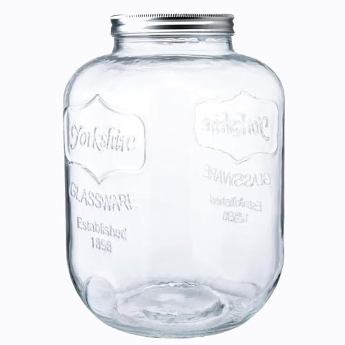 CATPOWER 2 Gallons X-Large Glass Jar With Mouth Canning Jar Kitchen Storage Jar Cookie Candy Penny Jar with Stainless Steel Screw Lid