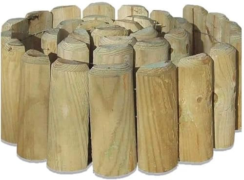 tradefirst 1.8M Wooden Picket Log Roll Border Fence Outdoor Lawn Edging, Garden Edging Border Fence for Flower Beds Paths Decoration, Wood Wire Fencing (1)