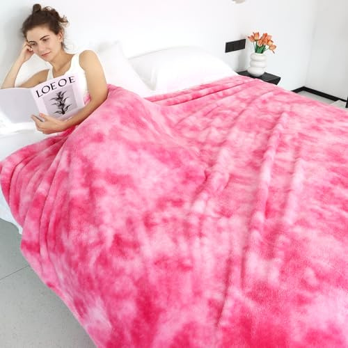 Pink Throw Blankets for Women, Fleece Soft Pink Blanket for Bed 50''x 70''