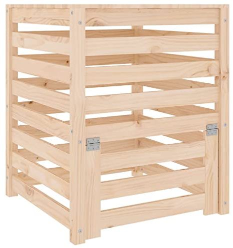 vidaXL Composteur, Bac à Compost avec Couvercle, Poubelle de Recyclage avec Rangement Jardin Terrasse Patio, Marron Bois Massif de Pin