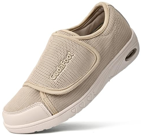 Women's Diabetic Shoes Easy Put on with Adjustable Lightweight for Edema Plantar Fasciitis Bunions Arthritis Neuropathy Wide Width Swollen Feet Bottom Fattening and Widening Elderly Shoes Beige,8