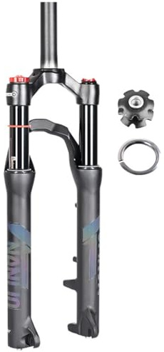 VTT Fourche Avant 1-1/8 Tube Droit 20 24 Pouces Fourches Suspension Air XC Vélo De Montagne 100mm Voyager Dégagement Rapide QR 9×100mm Frein À Disque (Color : Black, Size : 20inch)