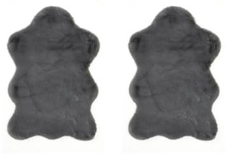 -LUXOR- living Coste - Alfombra mullida para dormitorio, ideal para usar como alfombra de cama para dormitorio, juego de 2 unidades, 55 x 80 cm, color antracita
