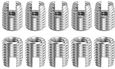 sourcing map Self Tapping Threaded Inserts, 15pcs Inner M5-0.8 Outer M8x10 303 Stainless Steel Slotted Thread Repair Inserts Nuts