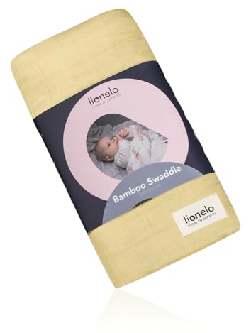 lionelo Bamboo Swaddle, Manta Envolvente para Cambiar pañales, mantita Grande para bebé Hecha de algodón de bambú 100% Natural, Dimensiones 120 x 120 cm, Agradable al Tacto, Tela Suave