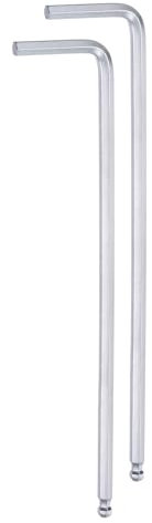 QUARKZMAN 2 Piezas de Llave Hexagonal en Forma de L con Bola de 4 mm, Llave Hexagonal Métrica de Brazo Extra Largo de Acero Cromado Vanadio, Tono Plateado