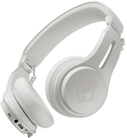 Skullcandy Icon ANC Wireless On-Ear Bluetooth Headphones, Active Noise Cancelling, Up to 60 Hours Battery, Sweat Water Resistant, Foldable and Durable, Microphone for iPhone Android - Bone