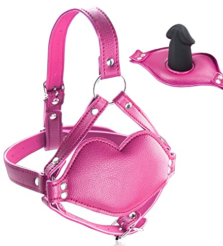 TGHYRF Mordaza for la boca, consolador, arnés de bondage ajustable for cabeza, mordaza for el pene, juguetes sexuales for hombres, mujeres y parejas.(Pink)