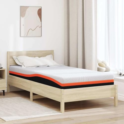 Zentexion Gel minnesskummadrass vit och svart 90 x 190 cm jacquardtyg, 20 cm höjd, ett stycke, medelfast dyna för sovrum, gästrum