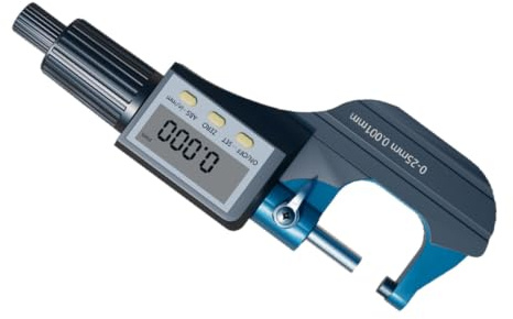 PRETYZOOM Micrómetro Digital Precisión Alta Pantalla Grande Retroiluminada de Exterior y Punta de Metal Endurecido, Intervalo de Medición 0-25mm para Uso Industrial Confiable