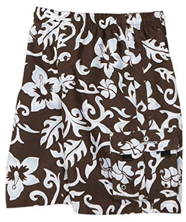 Snapper Rock Jungen UPF 50+ UV Schutz Bade Shorts Surf Shorts für Kinder & Jugendliche, Braun/Blau/Hibiscus, Gr. 2 Jahre