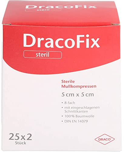 DRACOFIX PEEL Kompressen 5x5 cm steril 8fach 25X2 St