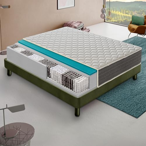 Materassiedoghe - Materasso 800 Molle Insacchettate Indipendenti - Alto 30 cm - 5 cm Memory Foam - Ortopedico - Ergonomico - 100% Made in Italy (160x190 cm)