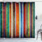 ABAKUHAUS Streifen Duschvorhang, Retro Bunte Bänder, Stoffliches Gewebe Badezimmerdekorationsset mit Haken, 175 x 180 cm, Grüm Orange