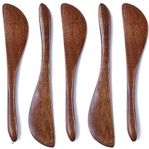 CISHNOU Wood Spreaders, Butter Knifes,10 Pieces Eco friendly Japanese Brown Tableware Natural Wood Kitchen Knives Spreaders for Cheese Sandwiches Cheese Breakfast,Packs Of 10