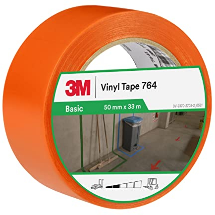 3M Ruban adhésif vinyle 764 usage général, orange, 50 mm x 33 m
