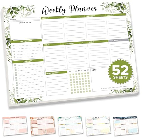 Decorably 52 Sheets Forest Undated Weekly Planner Notepad