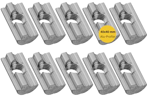 Avoltik 10x Premium m8 Nutensteine I Alu Nutensteine M8 mit einschwenkbarer Federkugel zur Befestigung für PV-Module I robuste Nut-Steine aus hochwertigem Aluminium passend für 40 x 40 Alu-Profile